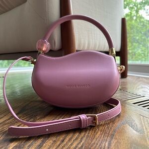 Pink top handle purse with removable strap